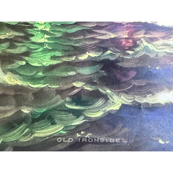 "Old Ironsides" USS Constitution unFramed Art Lithograph Print Poster Vtg - Picture 2 of 11